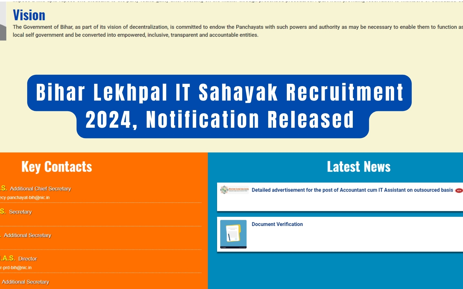 Bihar Lekhpal IT Sahayak Recruitment 2024